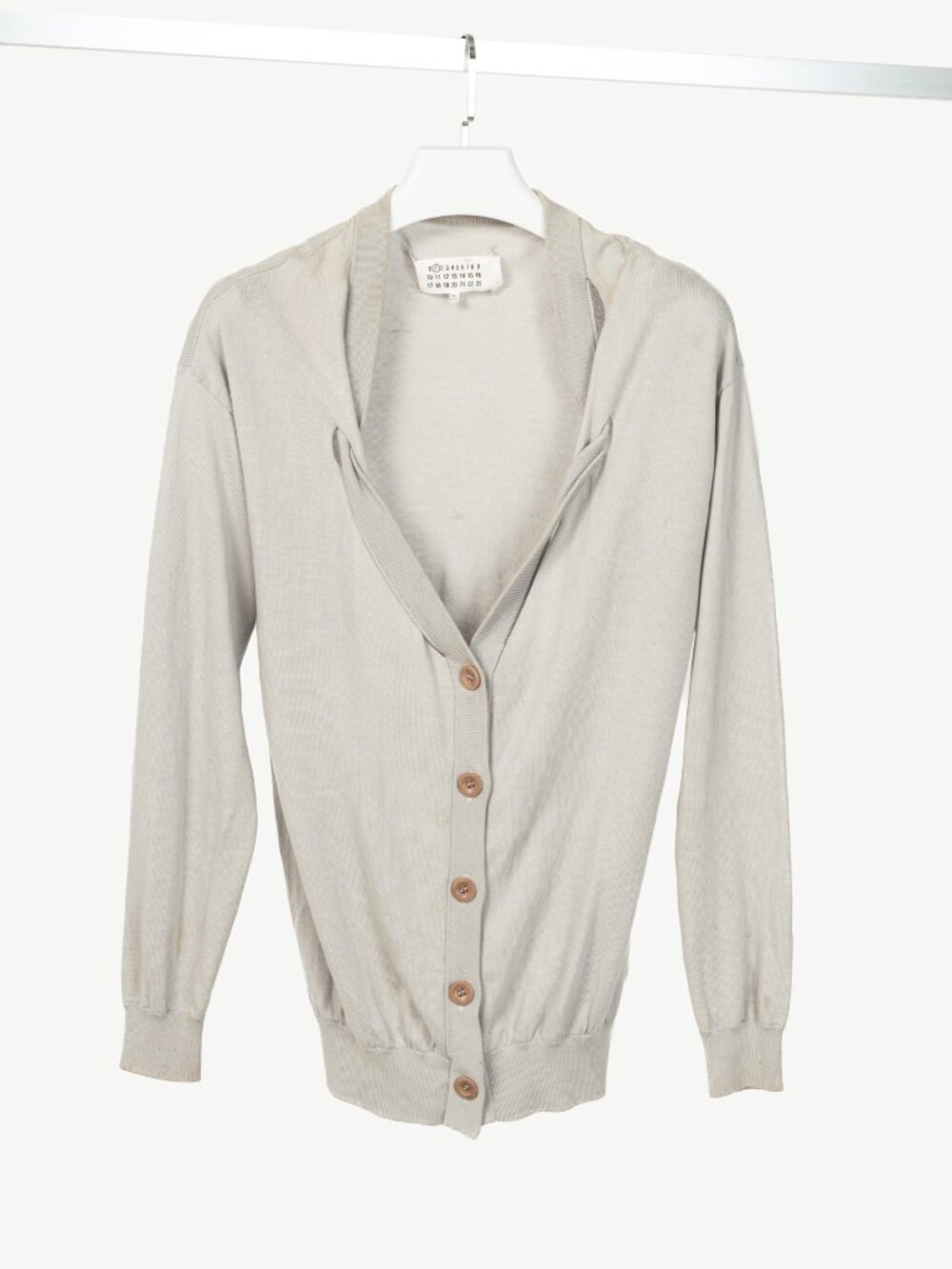 Maison Margiela R14 Grey Cotton Knit Twist-V-Neck Cardigan